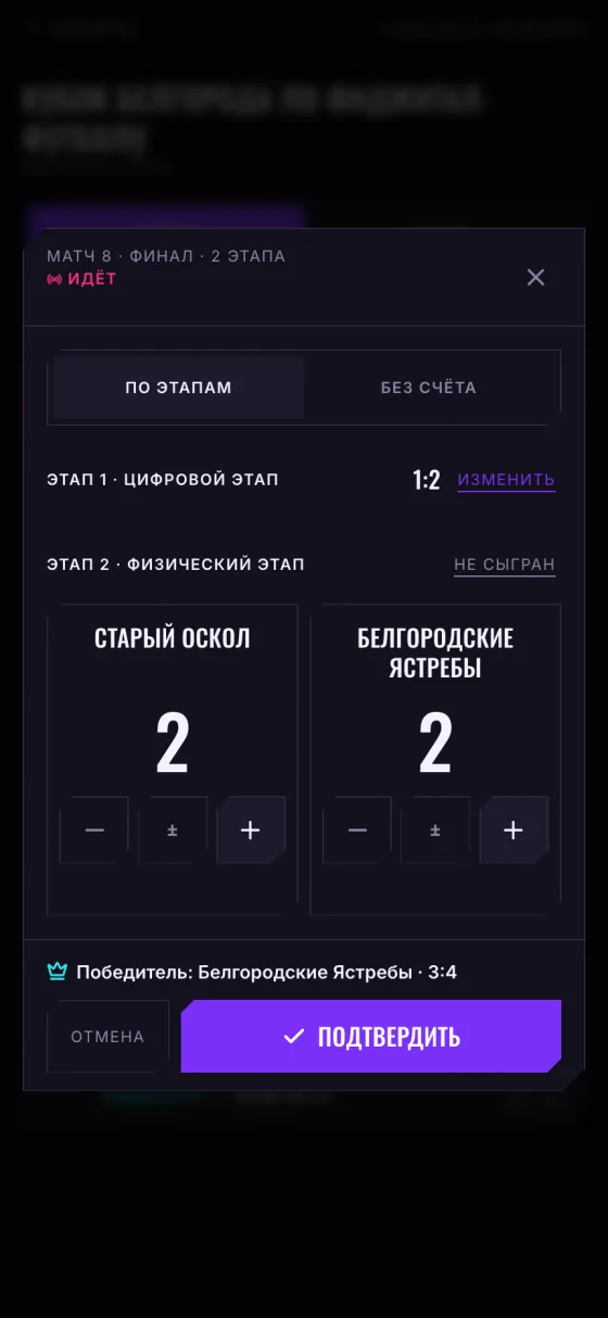 Телефон судьи: счёт матча и победитель